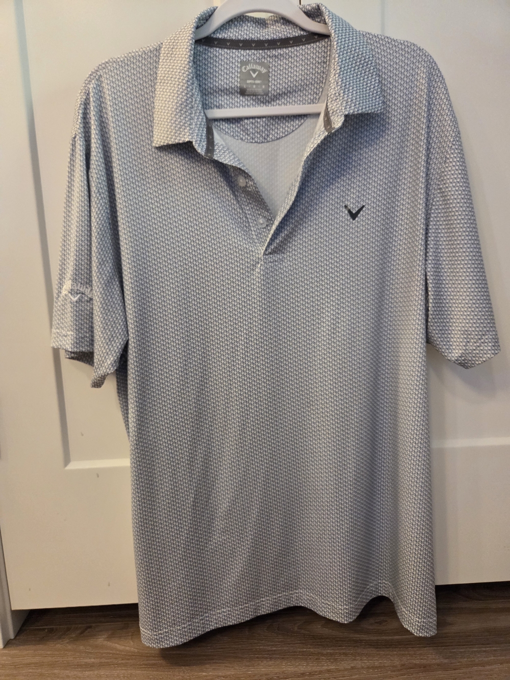 Callaway Opti-Dri Light Gray & White Printed Polo Short Sleeve Shirt